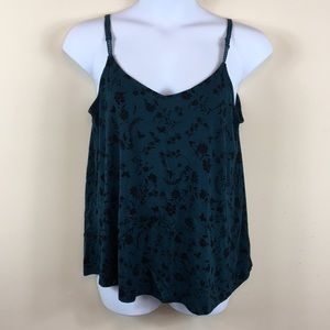 Torrid Dark Teal Cami W/Black Floral Print Size 2
